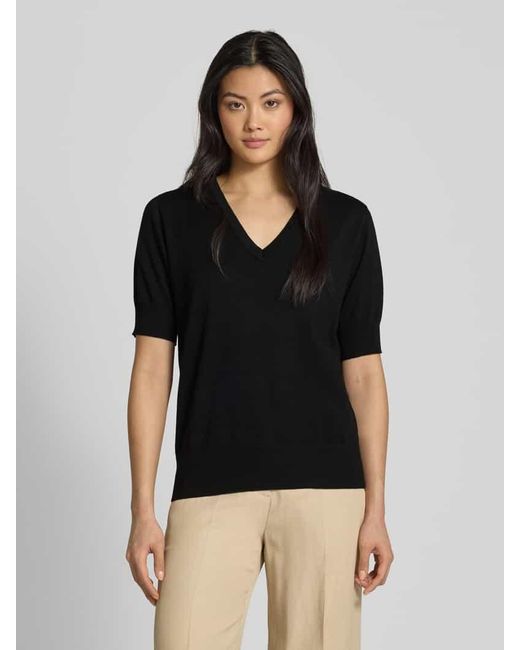 Freequent Black Strickshirt mit V-Ausschnitt Modell 'Katie'