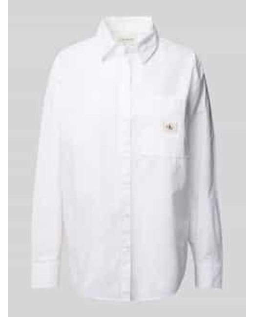 Calvin Klein Relaxed Fit Blouse Met Labeldetail in het White