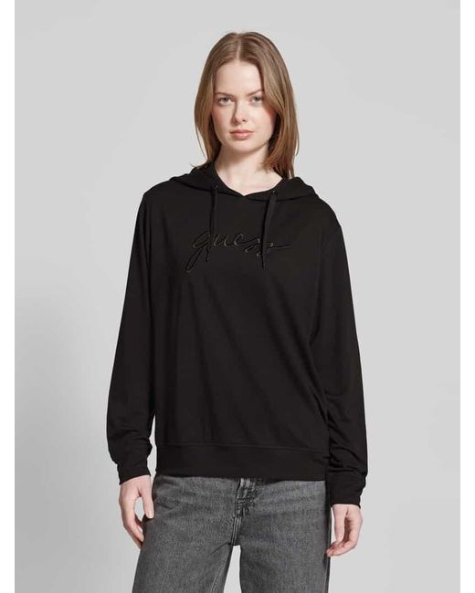 Guess Black Oversized Hoodie mit Tunnelzug Modell 'LUCIA'