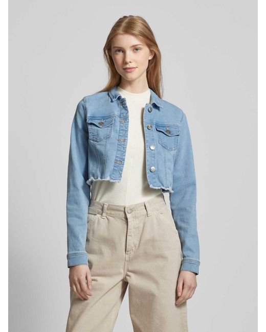 ONLY Blue Cropped Jeansjacke mit Brusttaschen Modell 'WONDER'