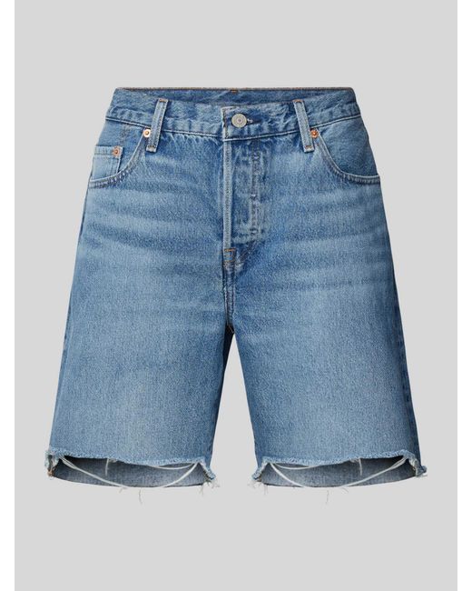 Levi's Blue Regular Fit Jeansshorts mit Fransen Modell '501® 90S'