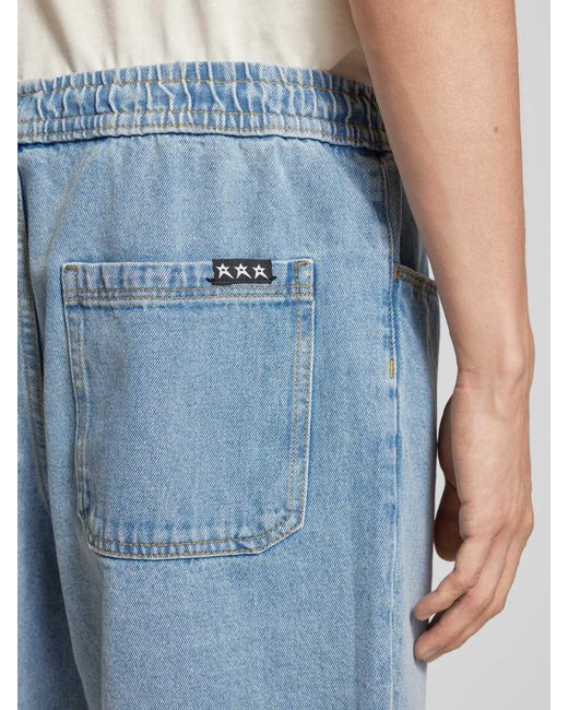 Review Straight Leg Korte Jeans Met Labeldetail in het Blue voor heren