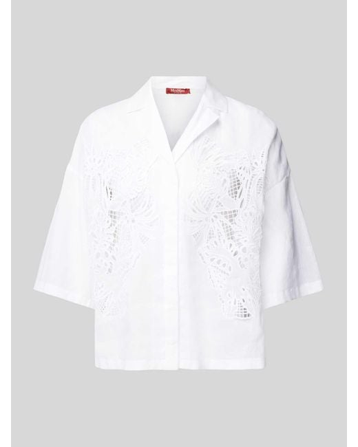Max Mara Regular Fit Overhemdblouse Met Broderie Anglaise in het White