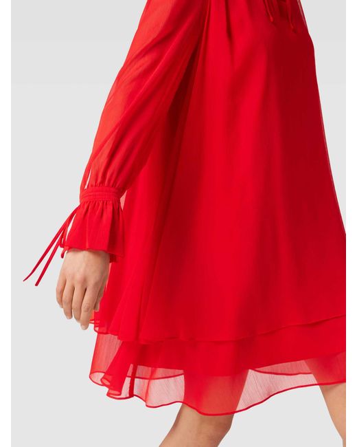 Joop! Red Knielanges Kleid mit Schlüsselloch-Ausschnitt