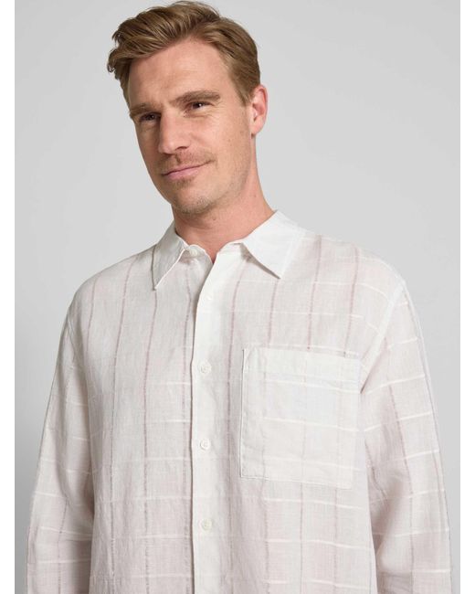 Calvin Klein Vrijetijdsoverhemd Van Een Mix Van Linnen En Katoen Met Kentkraag in het White voor heren