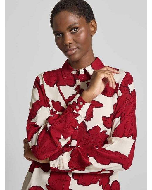 Soya Concept Red Regular Fit Bluse aus Viskose mit verdeckter Knopfleiste