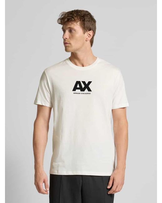 ARMANI EXCHANGE Regular Fit T-Shirt aus reiner Baumwolle mit Logo-Print in Natural für Herren