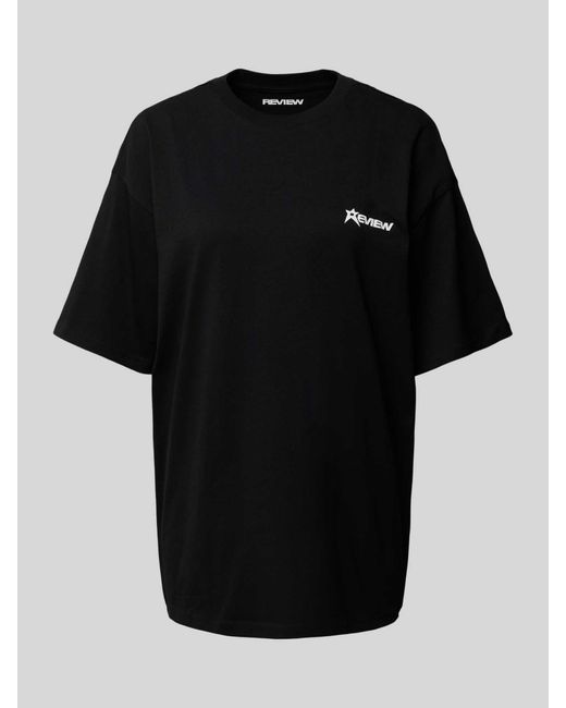 Review Black Oversized T-Shirt mit Label-Print