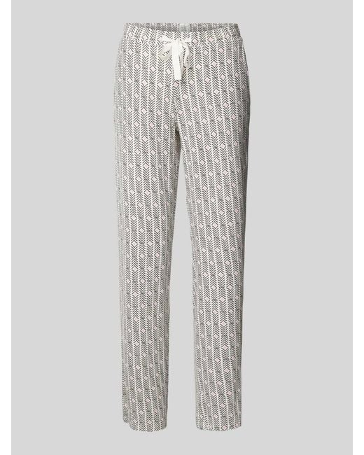 Schiesser White Straight Leg Stoffhose mit Allover-Muster Modell 'Mix+Relax'