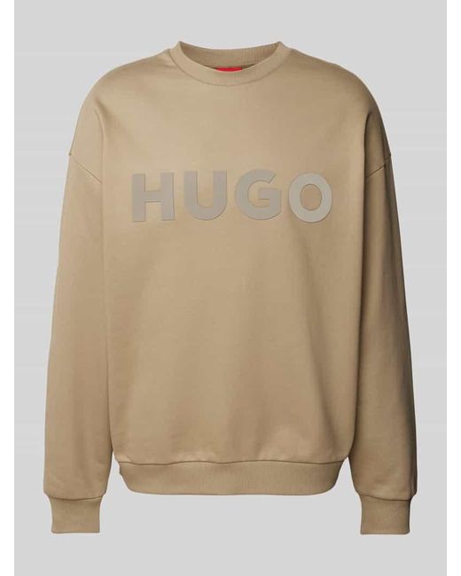 HUGO Sweatshirt mit Label-Print Modell 'Dinex' in Natural für Herren
