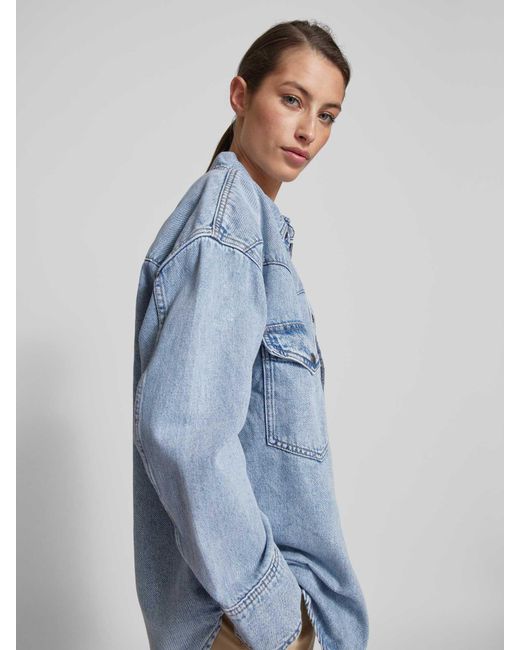 Mango Blue Jeansbluse mit Brustpattentaschen Modell 'WESTIE'
