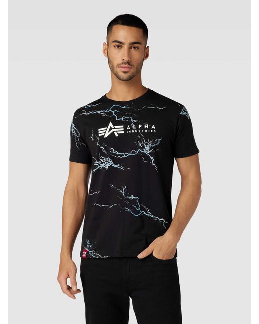 Alpha Industries T-Shirt mit Label-Print in Black für Herren