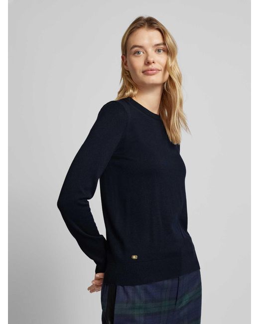 Ralph Lauren Gebreide Pullover Met Geribde Ronde Hals in het Blue