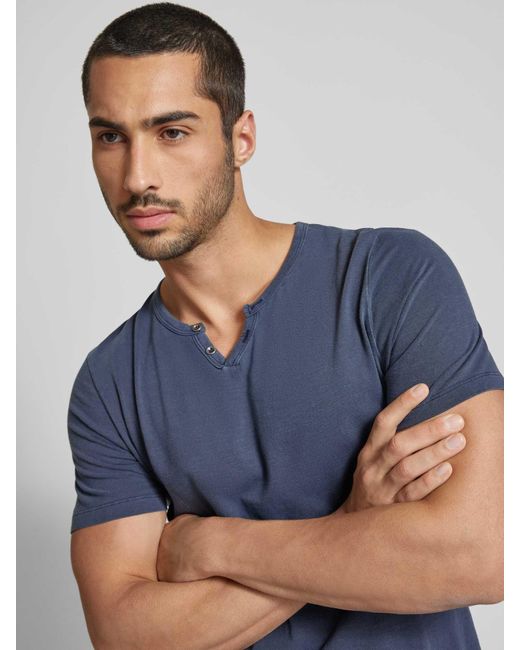 Jack & Jones T-Shirt mit V-Ausschnitt Modell 'SPLIT' in Blue für Herren
