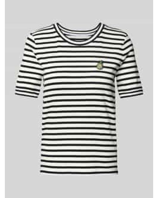 Marc Cain T-Shirt Met Motiefstitching En Ronde Hals in het Blue