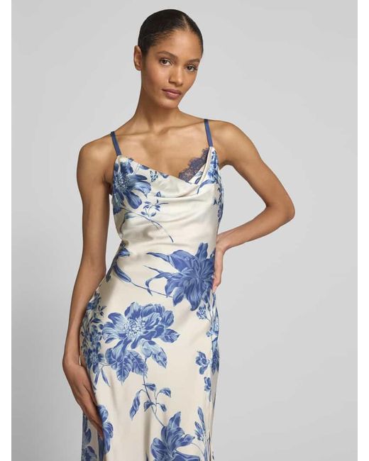 Guess Blue Maxikleid mit Spitzenbesatz Modell 'ADLE'