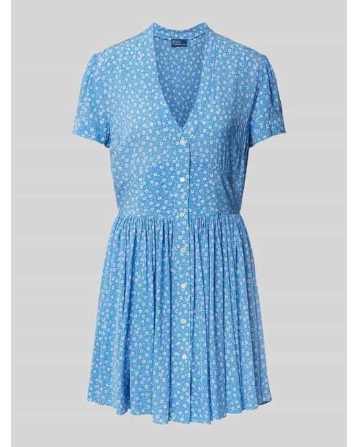 Polo Ralph Lauren Blue Knielanges Kleid mit Knopfverschluss