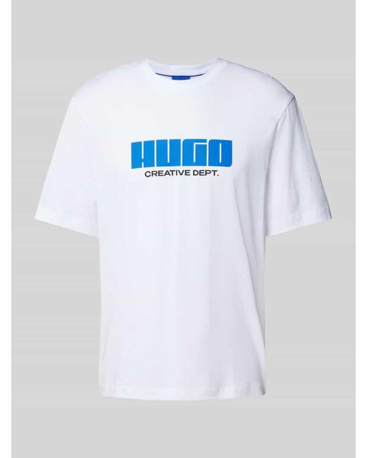 HUGO T-Shirt mit Label-Print Modell 'Newromi' in Blue für Herren