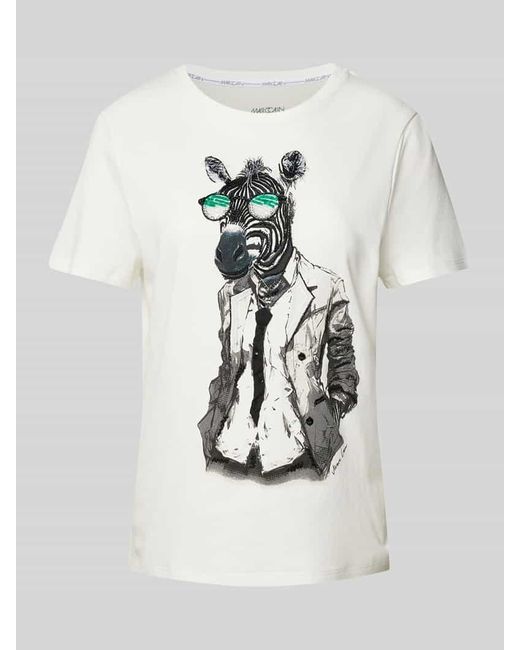 Marc Cain White T-Shirt mit Motiv-Print