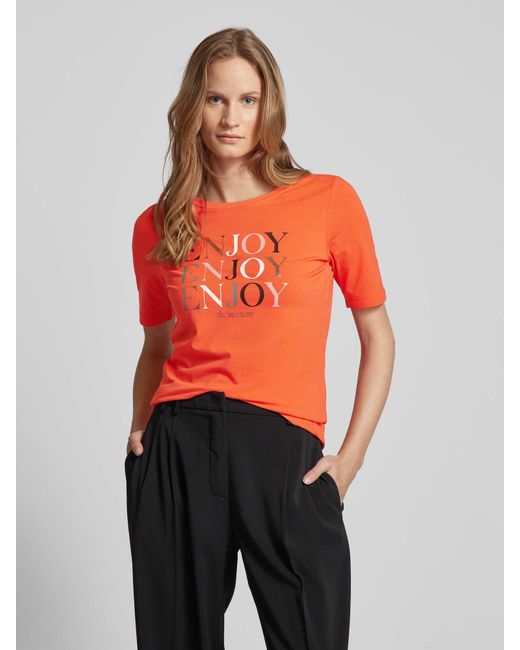 S.oliver Orange T-Shirt mit Label-Prints Modell 'ENJOY'