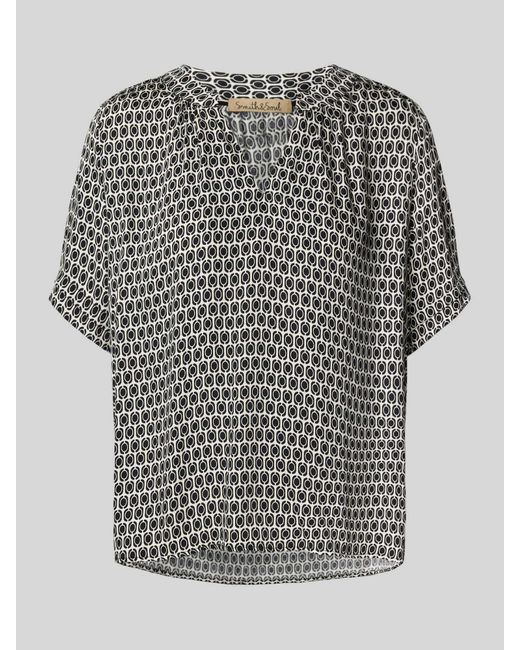 Smith & Soul Blouseshirt Van Viscose Met 1/2-mouwen En V-hals in het Gray