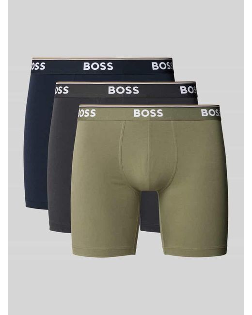 Boss Regular Fit Trunks aus Baumwoll-Elasthan-Mix im 3er-Pack in Green für Herren