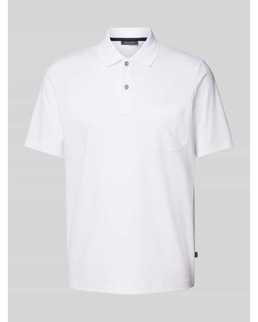 maerz muenchen Regular Fit Poloshirt mit Brusttasche in White für Herren