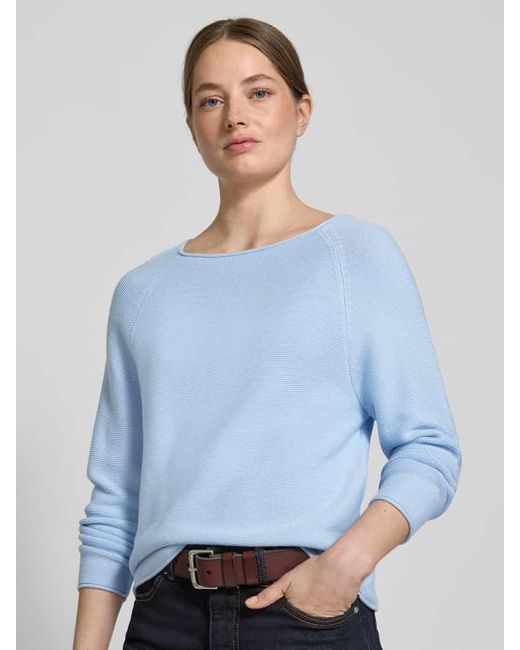 S.oliver Blue Regular Fit Strickpullover aus Baumwoll-Mix mit Raglanärmeln