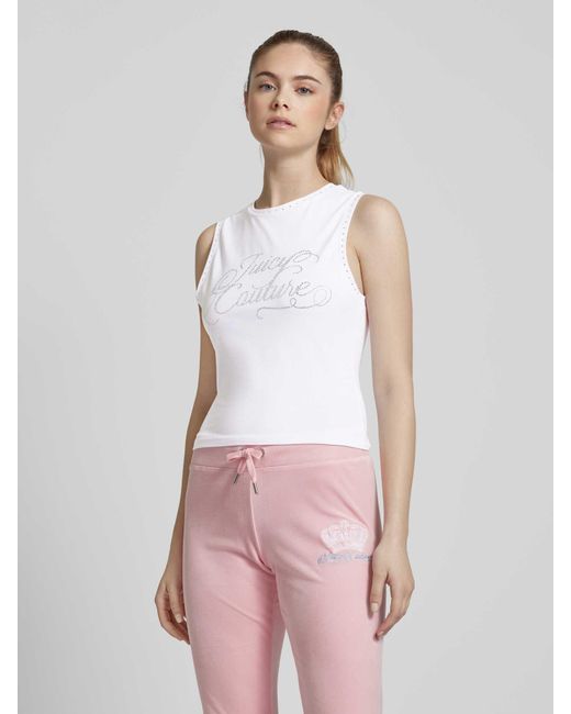Juicy Couture White Tanktop mit Ziersteinbesatz Modell 'BLAINE'