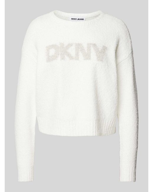 DKNY Gebreide Pullover Met Labelprint in het White