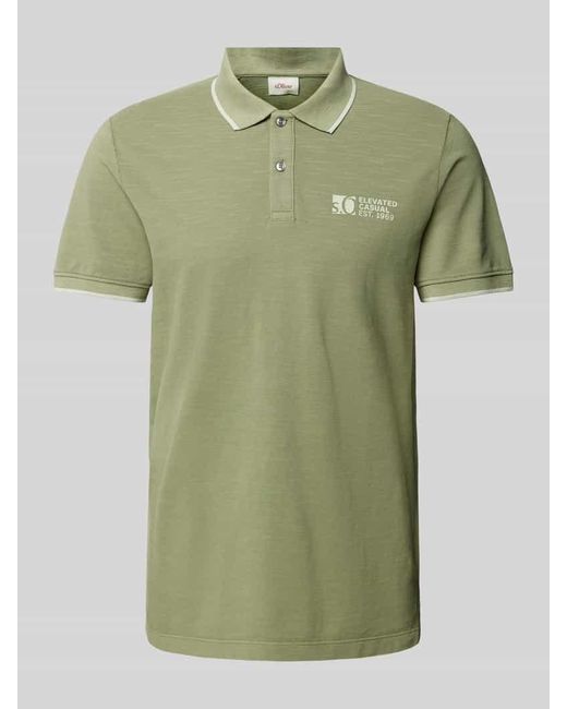 S.oliver Regular Fit Poloshirt mit Label-Print in Green für Herren