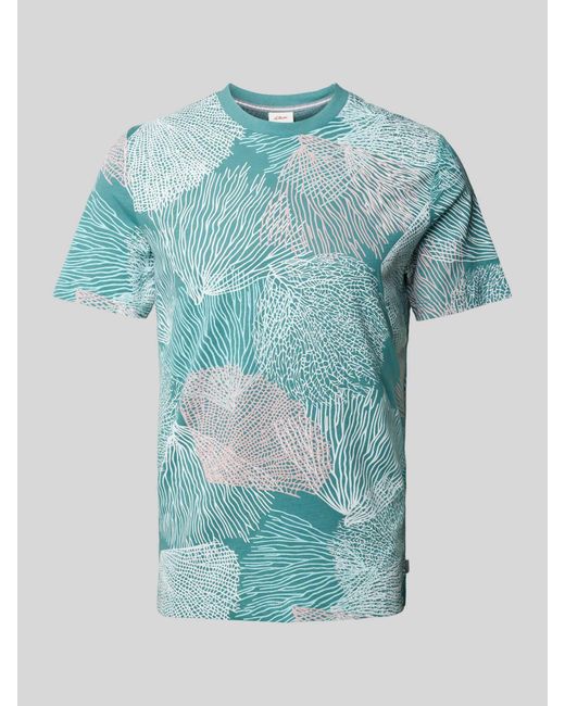 S.oliver T-Shirt mit Allover-Print Modell 'Big Coral' in Blue für Herren