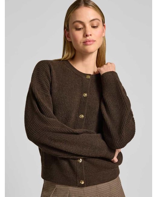 Jake*s Brown Regular Fit Jacke in Strick-Optik mit Rundhalsausschnitt