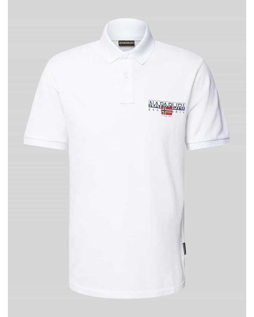 Napapijri Slim Fit Poloshirt mit Label-Print Modell 'AYLMER' in White für Herren