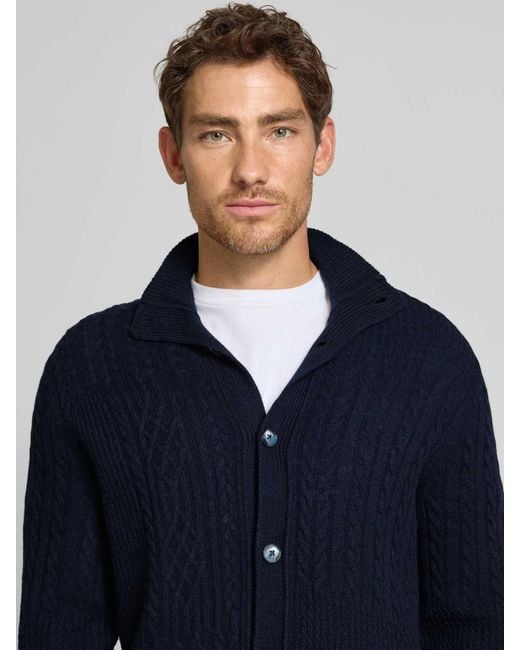 Brax Regular Fit Gebreid Jack Met Viscose, Model 'Jeff' in het Blue voor heren