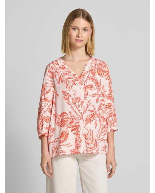 Comma, Pink Blusenshirt mit V-Ausschnitt