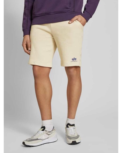 Alpha Industries Sweatshorts mit elastischem Bund und Tunnelzug in Natural für Herren