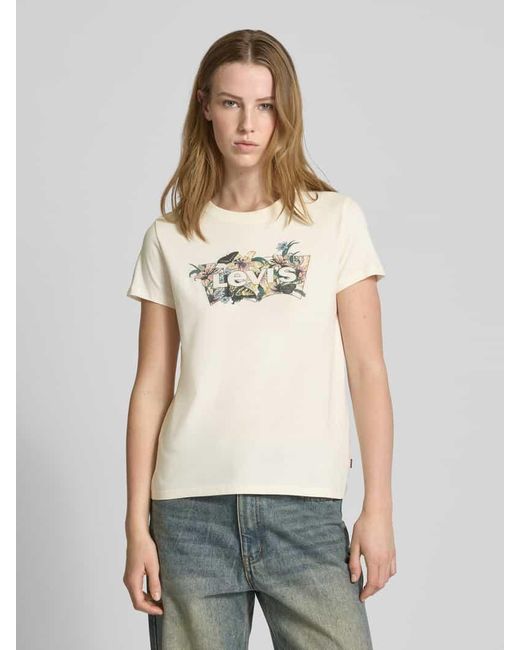 Levi's Natural T-Shirt mit Label-Print Modell 'LILY'