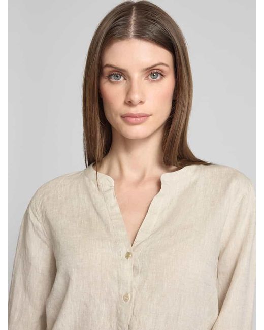 Mos Mosh Natural Regular Fit Leinenbluse Mit Tunikakragen Modell 'Danna'