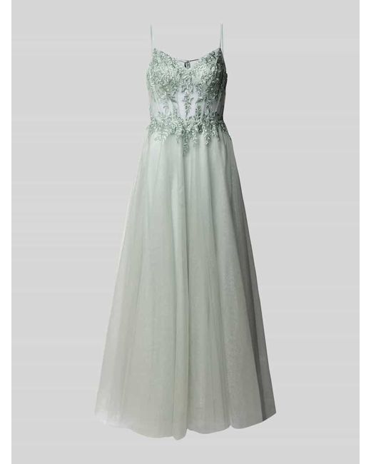 Luxuar Multicolor Abendkleid mit Ziersteinbesatz