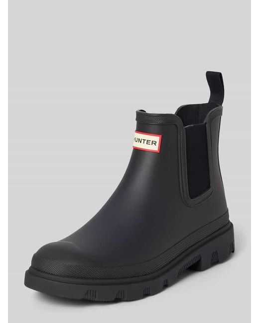 Hunter Black Stiefeletten mit Label-Patch