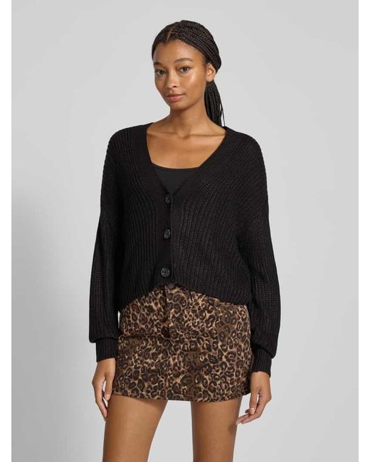 ONLY Black Regular Fit Strickjacke mit überschnittenen Schultern MODELL 'CAROL'