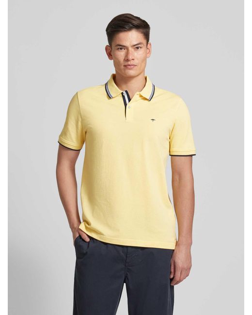 Fynch-Hatton Regular Fit Poloshirt mit Kontraststreifen in Yellow für Herren