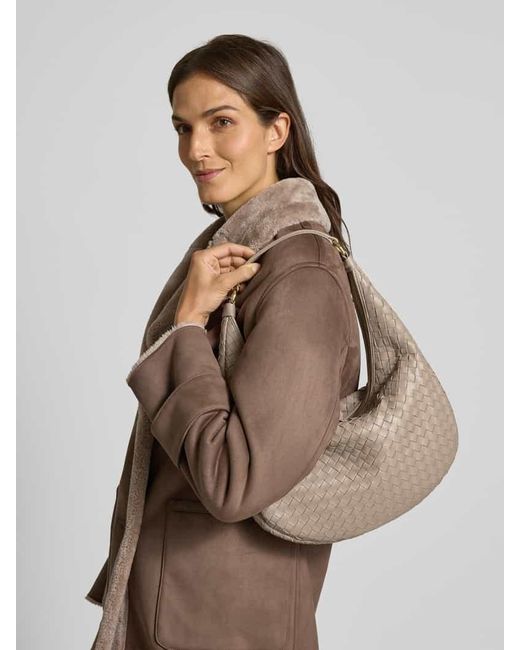 Abro⁺ Natural Shoulder Bag mit Logo-Applikation Modell 'Nana'
