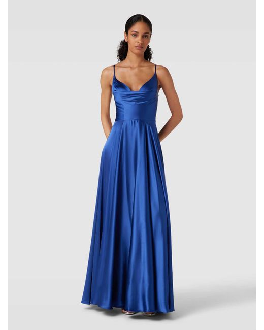 Luxuar Blue Abendkleid mit Wasserfallausschnitt