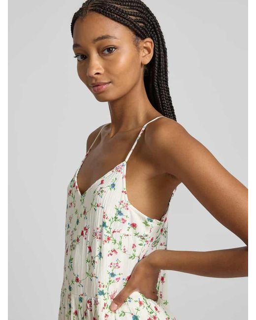 Pieces White Tailliertes Freizeitkleid mit Allover-Muster Modell 'FYA'