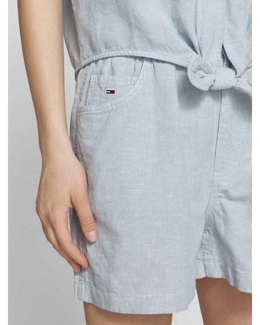 Tommy Hilfiger Blue Regular Fit Paperbag-Shorts aus Baumwoll-Leinen-Mix