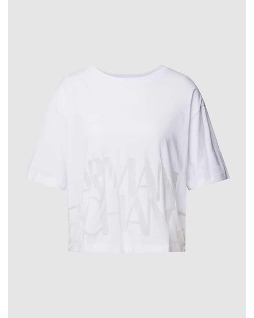 Armani Exchange White T-Shirt mit Label-Print