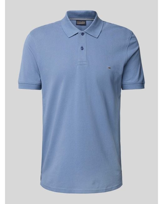 Christian Berg Men Poloshirt Met Labelstitching in het Blue voor heren