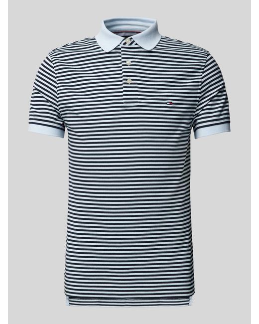 Tommy Hilfiger Slim Fit Poloshirt Met Logostitching in het Blue voor heren